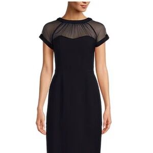 Maggy London Illusion Round Neck Cap Sleeve Sheath Dress